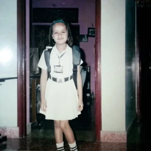 Sharon Verma's childhood photo in school dress