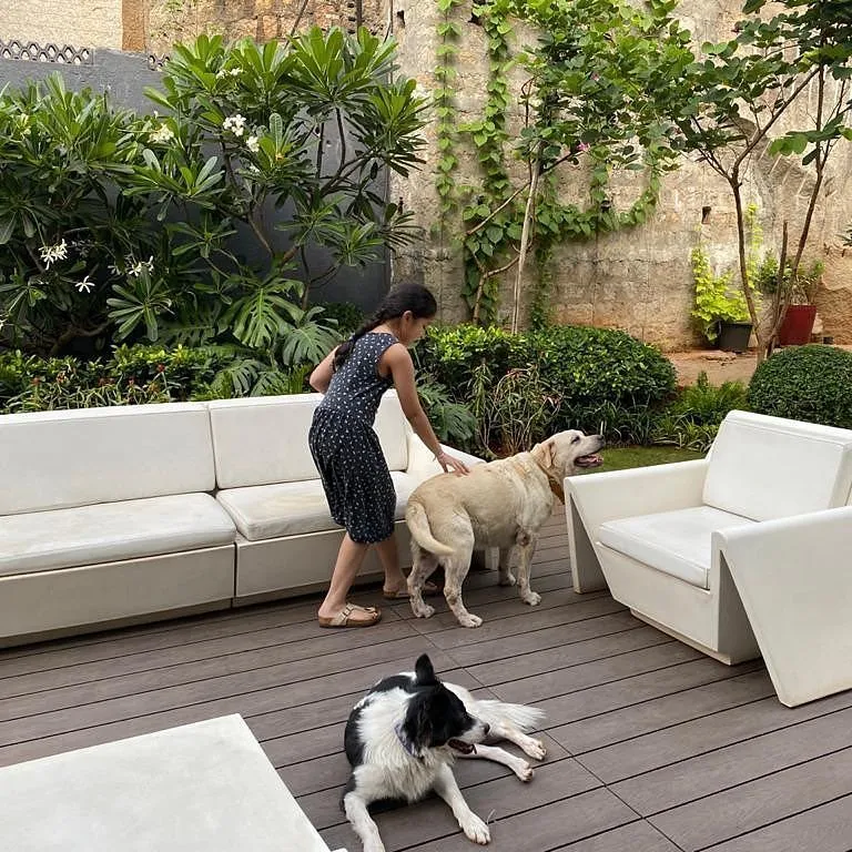 Sitara Ghattamaneni with her pet dogs Nobu and Pluto