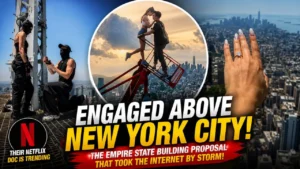 Angela Nikolau and Ivan Beerkus during their Empire State Building proposal
