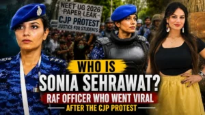 Sonia Sehrawat RAF officer during CJP protest