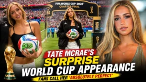 Tate McRae at FIFA World Cup 2026 Spain vs Belgium match