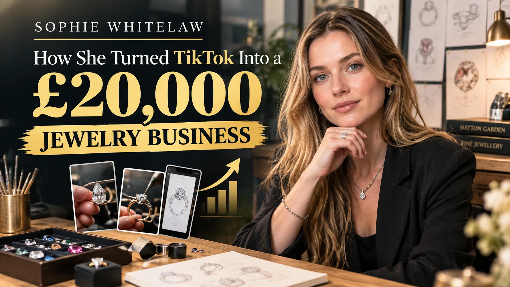 Sophie Whitelaw showcasing bespoke luxury jewelry