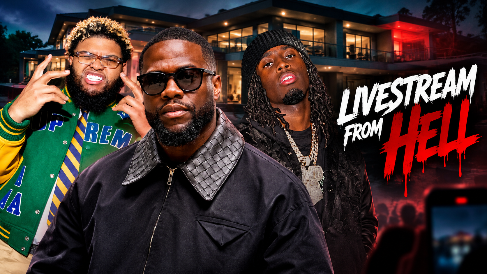 Kevin Hart Kai Cenat and Druski in Livestream From Hell